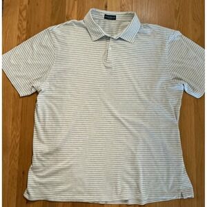 Peter‎ Millar Collection Polo Shirt Men's Large Blue White Stripe Cotton Linen